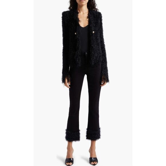 L’AGENCE Tati High Rise Crop Micro Bootcut Feather Jean in Saturated Black Size - Picture 1 of 12